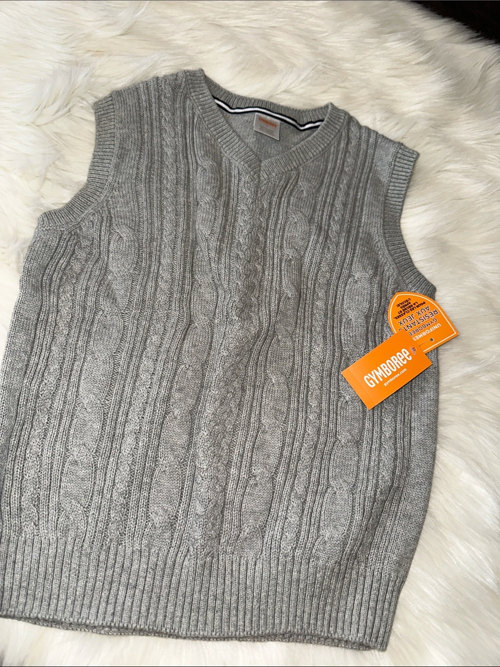Gymboree Boys Gray Cable-Knit V-Neck Sweater Vest